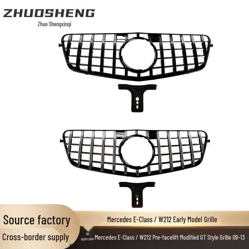Grille for 09-13 Mercedes-Benz E-Class W212, GT Style Vertical Bar, Black/Silver GT Grille [Silver]