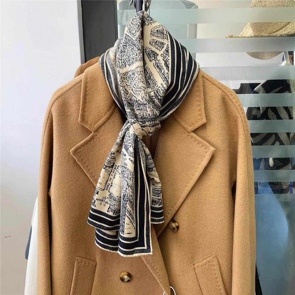 Herringbone Velvet Scarf: Winter, Versatile, Thickened, Hand-Rolled Edges, Small & Long