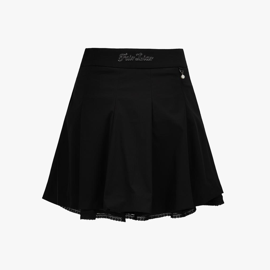 FAIRLIAR GOLF Lace Double Flare Skirt (Black)