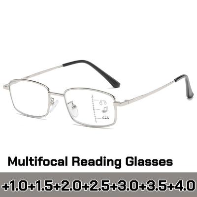 Occhiali da Lettura Multifocali Progressivi Rettangolari da Business Unisex Classici Alta Definizione Anti-Luce Blu Presbiopia