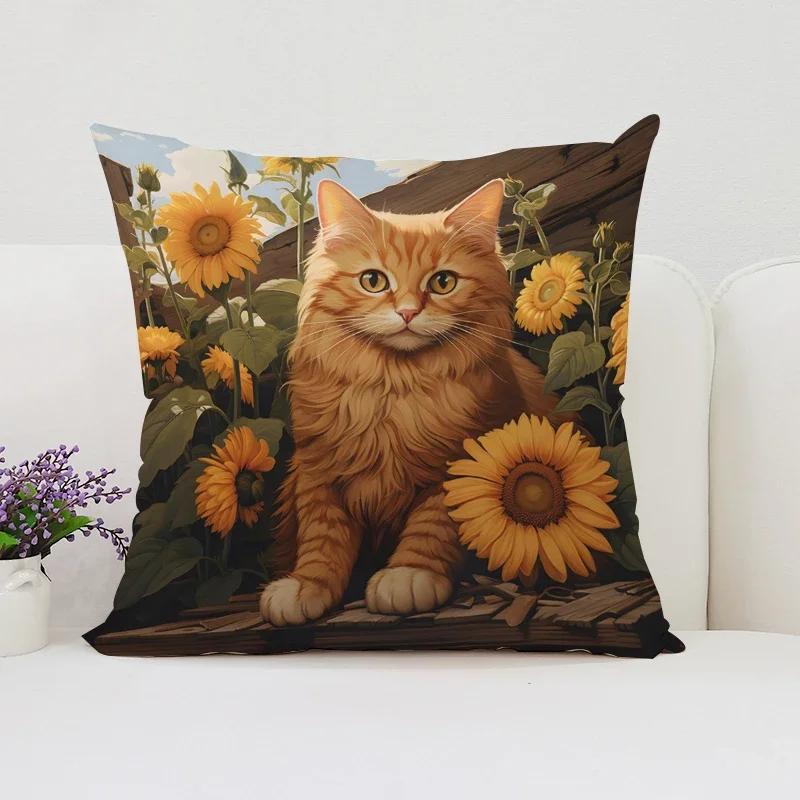 Cute Cartoon Cat Cushion Covers for Decorative Cushions Home Decor Cushion Cover x Pillow Cases Decorative Bed Pillowcases