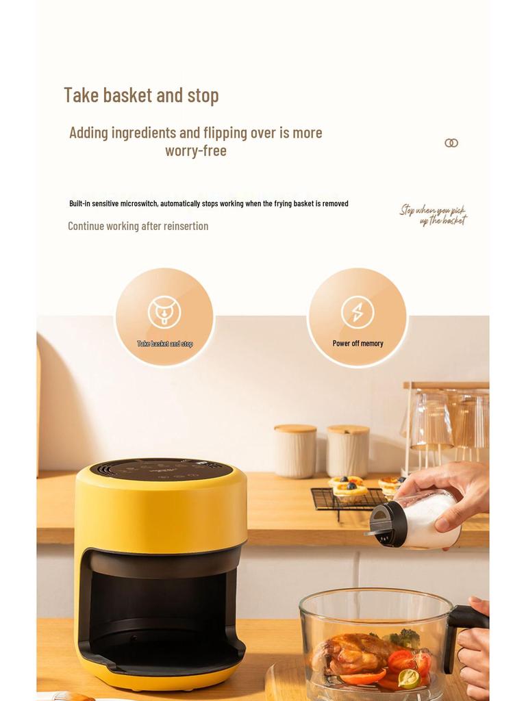 Lwell Transparenter Mini-Heißluftfritteuse aus Glas für 1-2 Personen - Ölfreier Elektrischer Frittierer für Pommes Frites