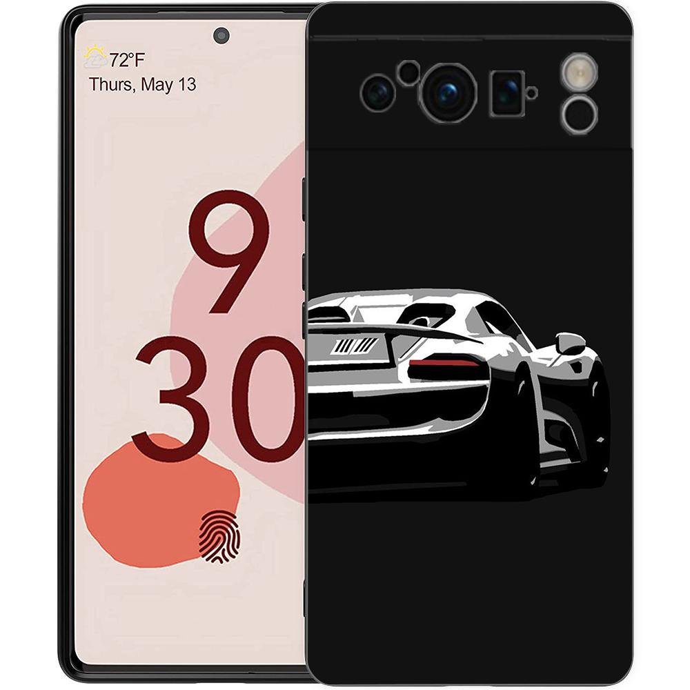 Super Car Sport Phone Case For Google Pixel 8 7 6 Pro 8A 6A 7A 5G Soft Silicone Shockproof TPU Black Cover Fundas