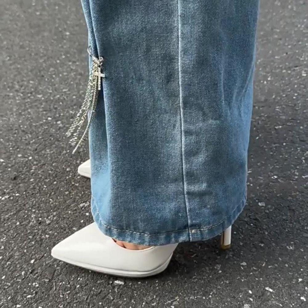 Detachable Tassel Pearl Foot Ankle Cross Cross Pendant Jeans Chain  Clothing Accessories