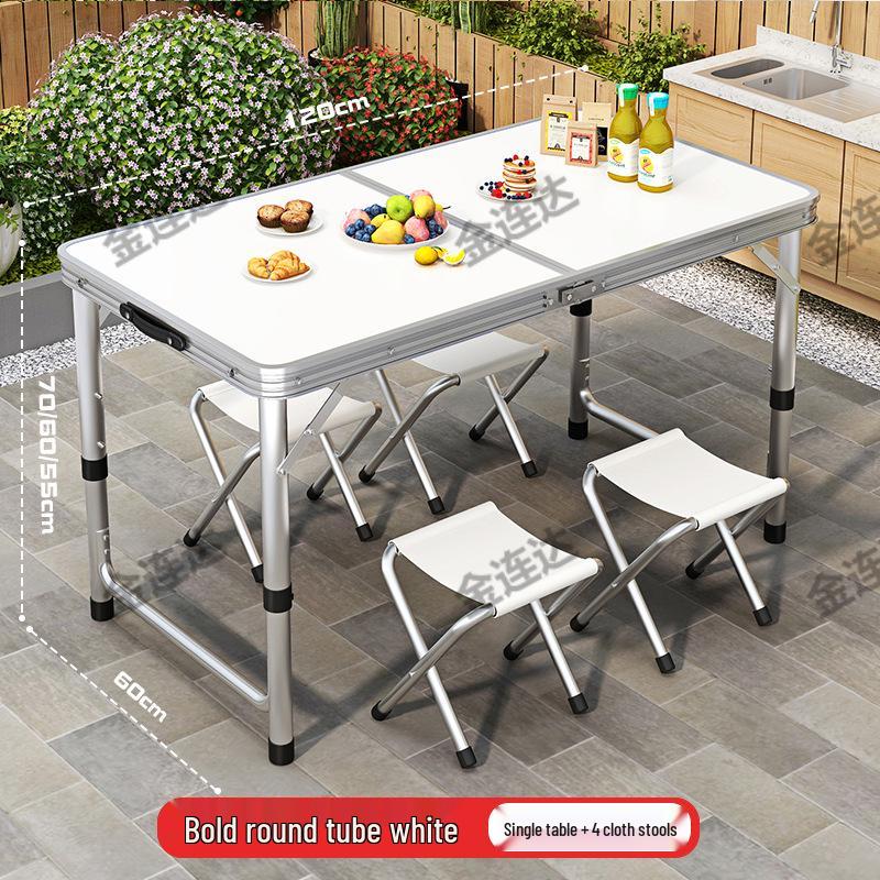 Portable Aluminum Folding Table for Outdoor Dining and Market Stalls - Adjustable and Compact
