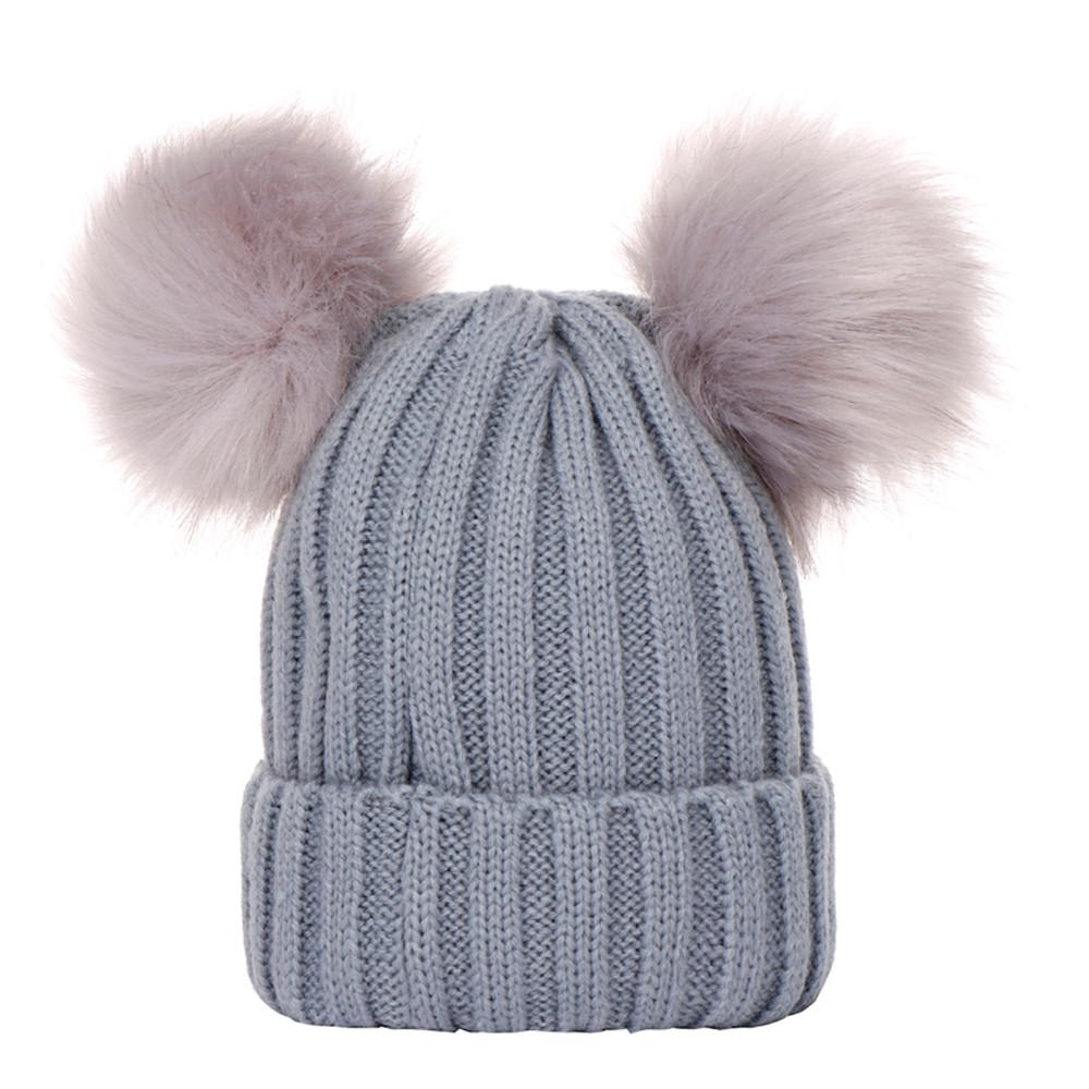 Baby Boys Girls Winter Colorful Knit Hat with - Warm