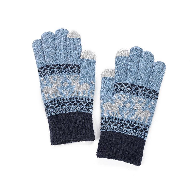 Women's Autumn & Winter Touchscreen Knit Cycling Gloves - Warm, Five-Finger Design, Perfect for Cold Weather and Christmas.
