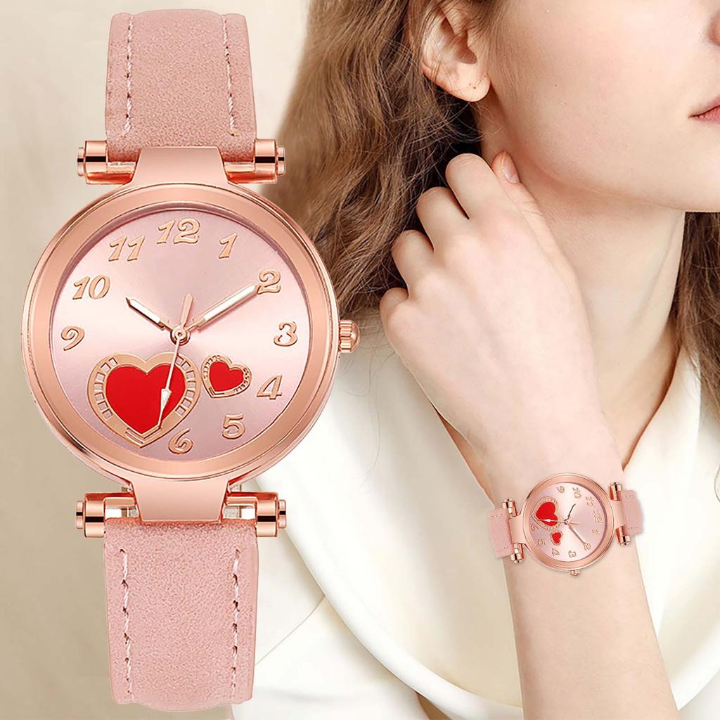 Love Ladies Watch Leather Strap Analog Quartz Fashion Temperament Ladies Watch