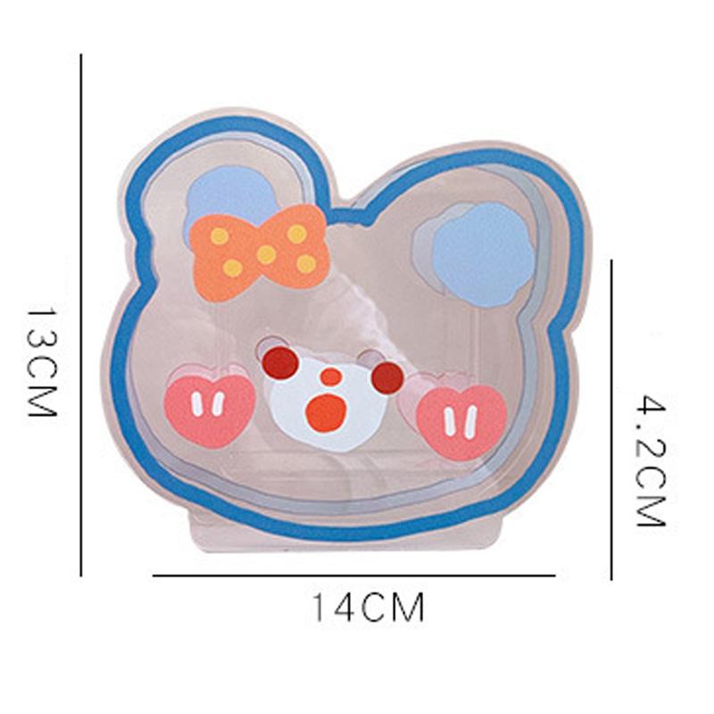 Transparent Pen Container Multifunctional Cute Cartoon Acrylic Makeup Brush Storage Case for Office Desk Makeup Table