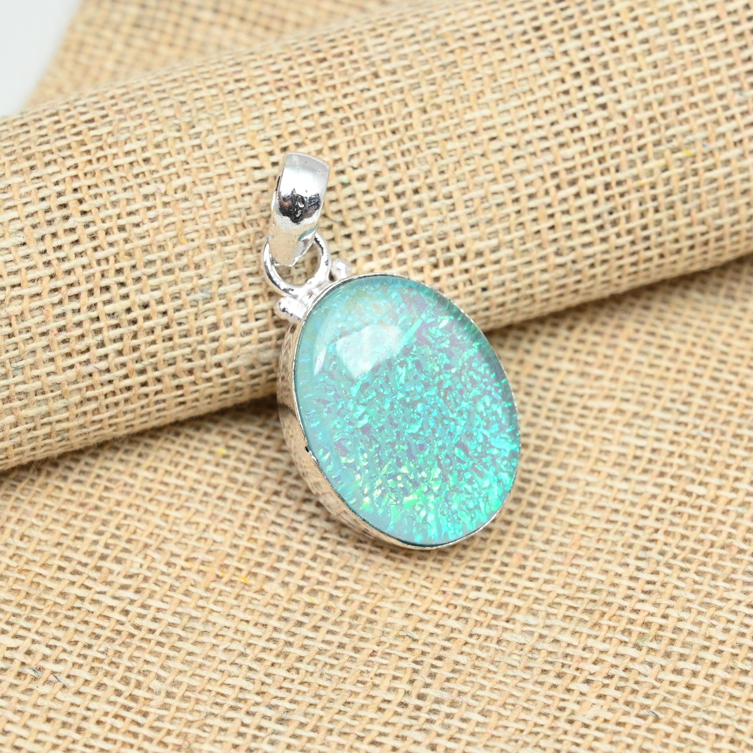 

Синий тройной опал, драгоценный камень, твердый кулон ручной работы из стерлингового серебра 925 пробы овальной формы, ювелирные изделия 1.57 Inches синий