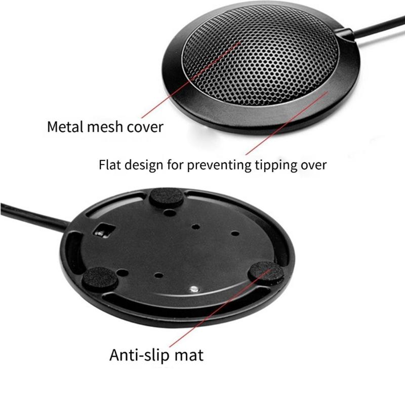 Computer Mic Portable USB Conference Microphone Nonslip Base Omnidirectional Condenser PC Microphone for Online Meeting