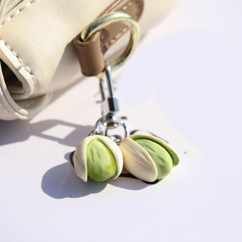 Cute Pistachios Keychain Charm Trendy Pistachios Nut Keychain Versatile Keyrings Charm for Backpacks and Purses