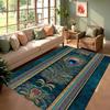 Tappeto Tappetino Tappeto Decorazione Casa Pattern Piuma di Pavone Vintage Lusso Pietra Preziosa Blu Verde Colore Decorazione Pavimento Soggiorno