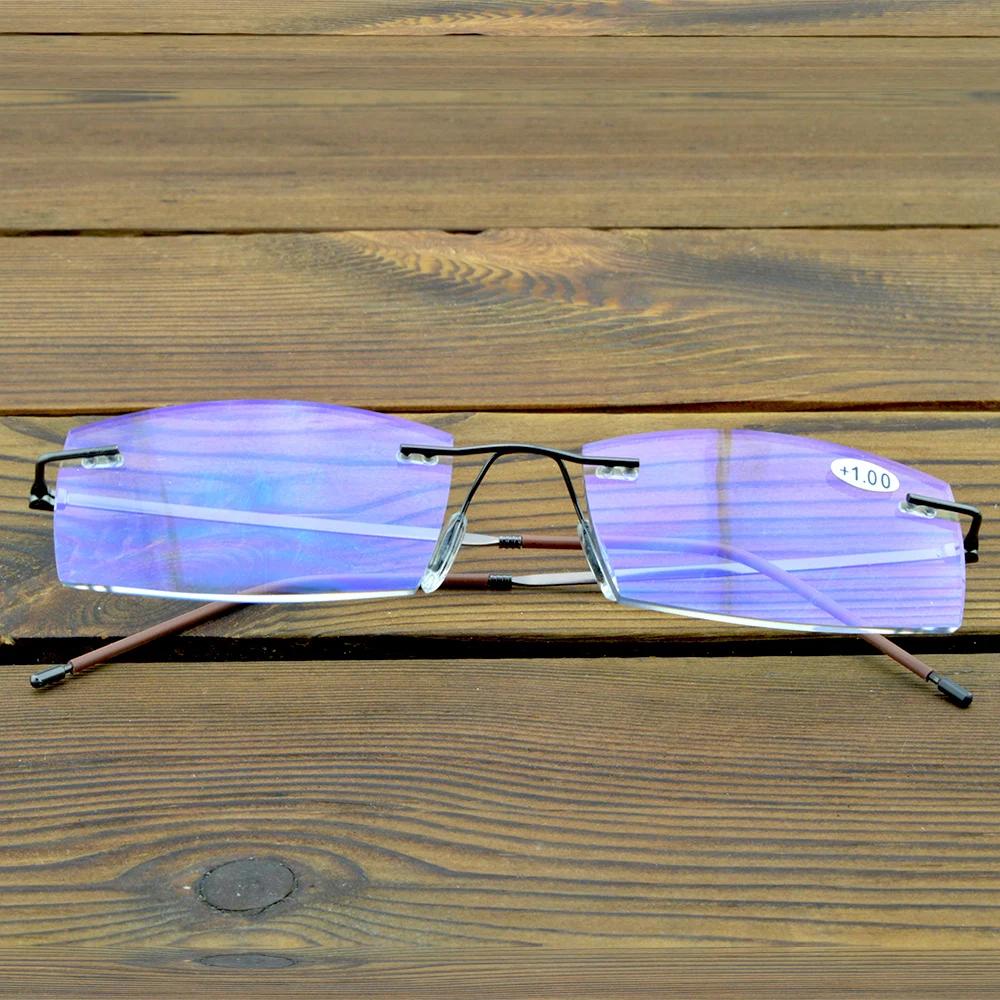 Clara Vida Titanium Alloy Square style Antislip Temple Rimless Grey Frame Reading Glasses +0.75 +1 +1.25To+4