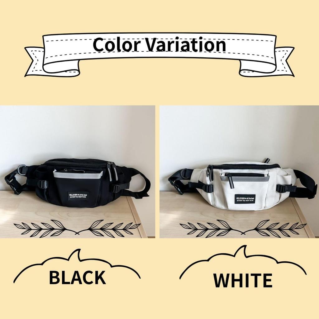 Nylon Waist Multifunctional Bag with Zipper and Front Lightweight and Simple Design for Travel Pouch/Body Bag, 3-Way Shoulder/Crossbody Pocket,