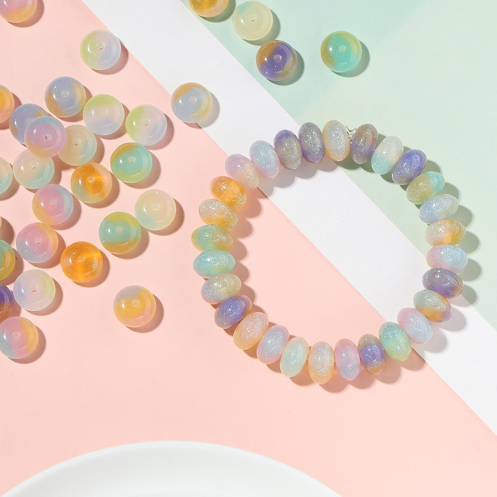 10Pcs/lot 5.5*10mm Resin Cat Eye Beads Colorful Round Loose Bead for DIY Bracelet Necklace Jewelry Making Accessories
