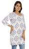 Moomaya Womens Tops Rayon Block Print Tunic 3 4th Sleeve Tunic Summer Blouse