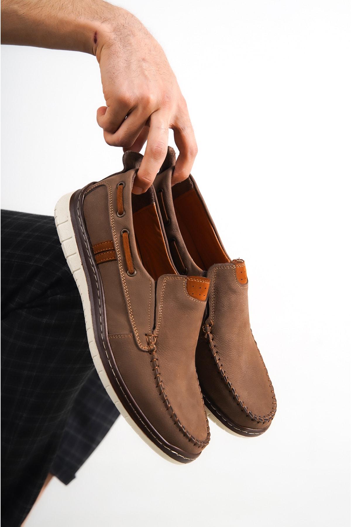 

Коричневые мужские кожаные повседневные туфли из нубука из натуральной кожи Mrd15-3040