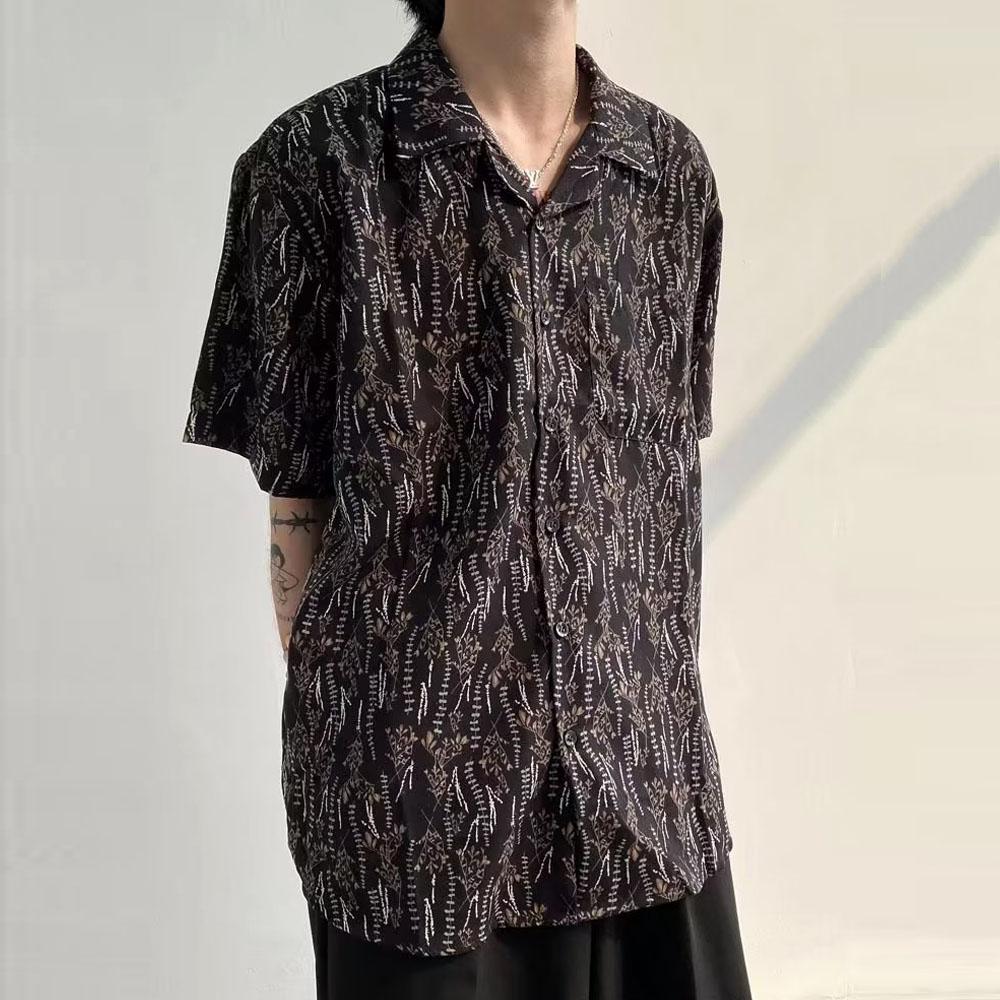 Japan Men's Vintage Quick Dry Ice Silk Beach Shirts Hip Hop Summer Clothes Shirts Tops Men Fashion Harajuku Tops Streetwear
