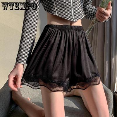 Pantaloni di sicurezza da donna anti-sfregamento estivi sottili in raso di seta ghiacciata e pizzo, pantaloncini di sicurezza larghi, morbidi e comodi sotto la gonna, biancheria intima femminile