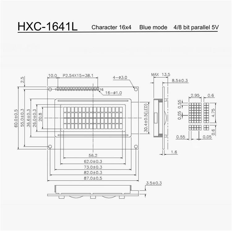 3 Tage Lieferzeit Pantalla Lcd 1604 FSTN Positiv Weißes Hintergrundlicht Display 3 Zoll Rohs 16x4 Mono Lcd Display Modul