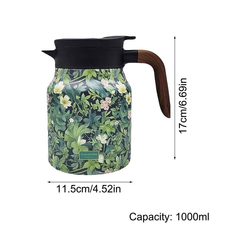 Vintage Floral Pattern Tea Thermos Built In Infuser 1000ml Floral Tea Kettle Stewed Teapot Tea Separation Water Bottle