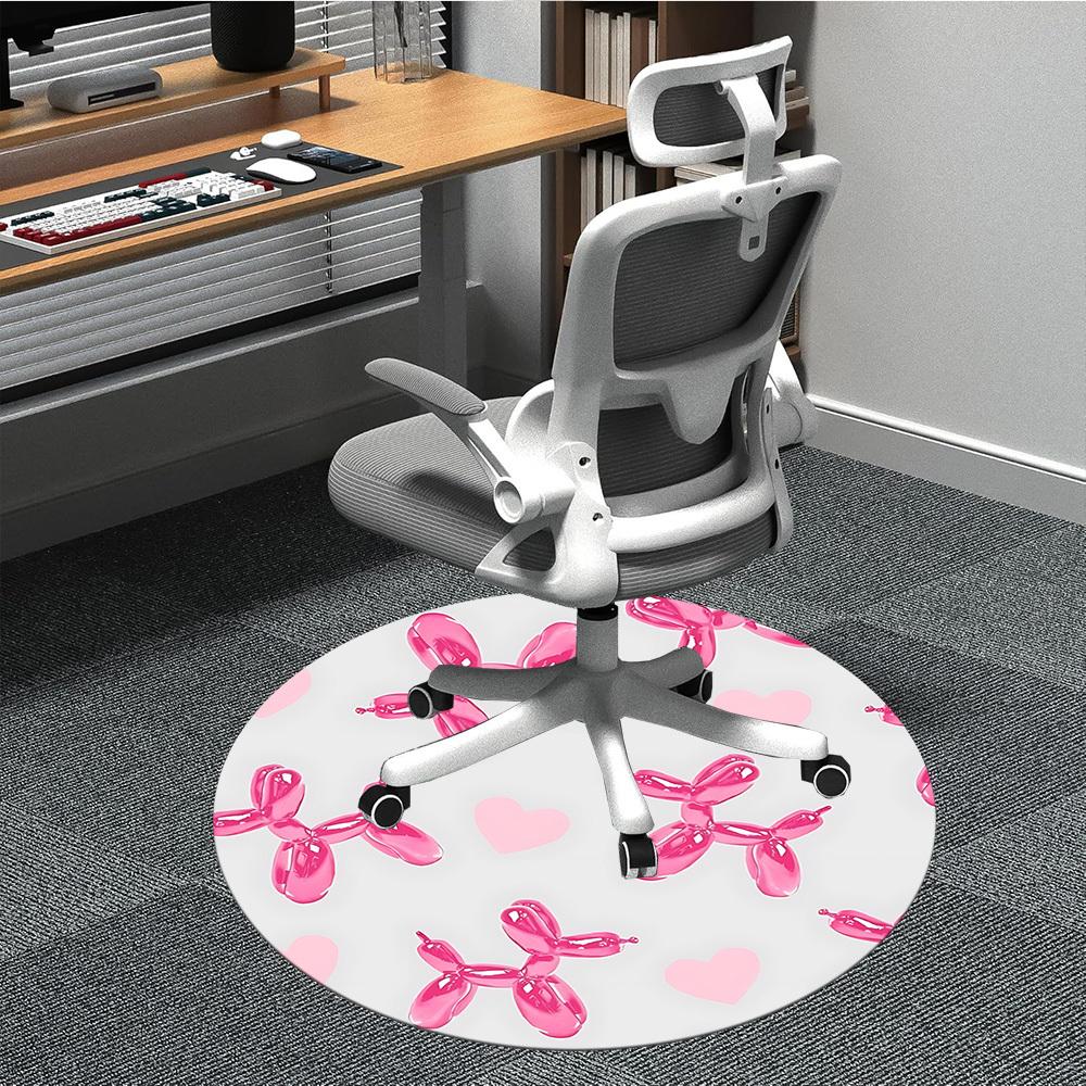 

1pc Balloon Dogs Office Round Rug, Carpet for Office, Gaming, Lightweight Round Floor Mat yy260205053 80cm by 80cm