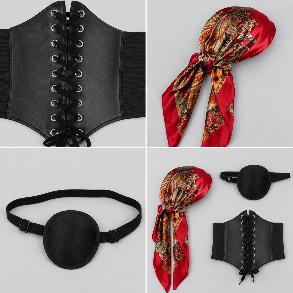 Pirate Costume Accessory Set Realistic Accessories Easy-to-Wear