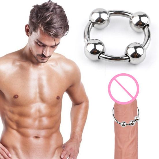 Mužský čtyřperličkový kroužek na penis z nerezové oceli Glans Ring Zámkový kroužek na penis scrotum