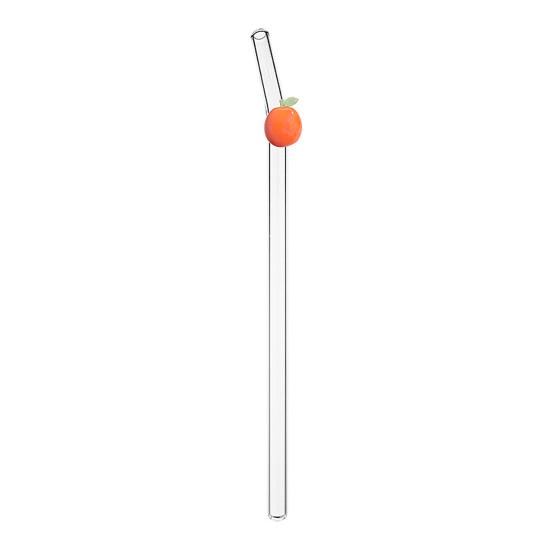 Fruit Shape Glass Straw with Lemon Strawberry Cherry Designs Reusable Drinking Straw for Juice Smoothies Soda BPA-Free Heat-Resistant Eco-Friendly