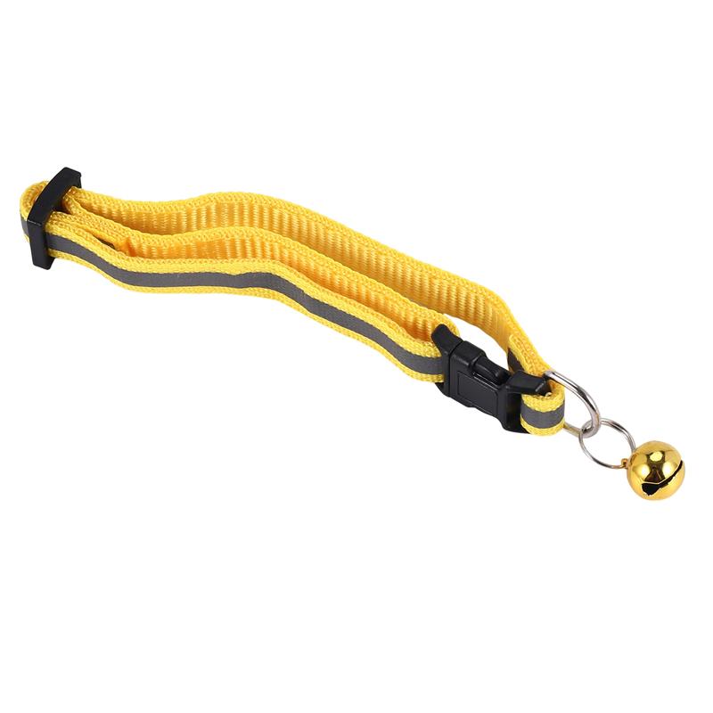 A20F-Adjustable Reflective Pet Collar Safety Release Buckle With Bell For Cat Dog
