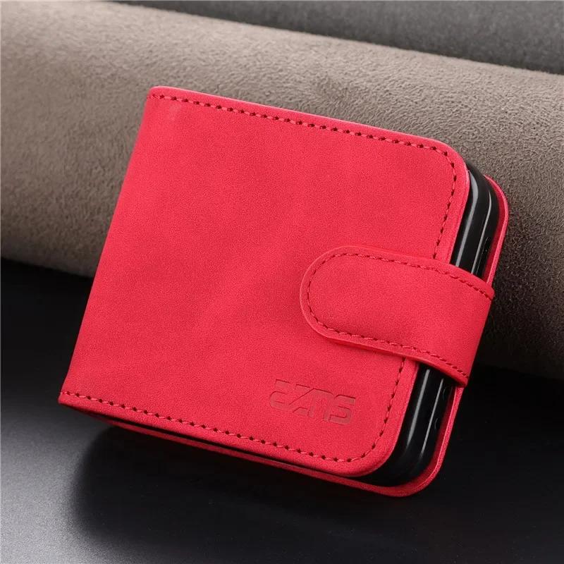

EUCAGR Wallet Card Slot Stand Magnetic Flip PU Leather Case For Samsung Galaxy Z Flip 7 6 5 Holder Cover For Samsung Z Flip5 4 3 Z Flip 7 червоний