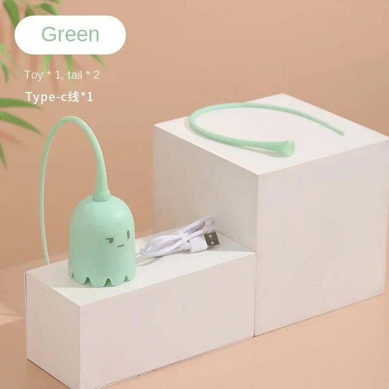 Interactive Electric Cat Toy USB Intelligent Rolling Ball Interactive Toys Funny Stick Silicone Rotate Mouse Tail Kitten Teaser