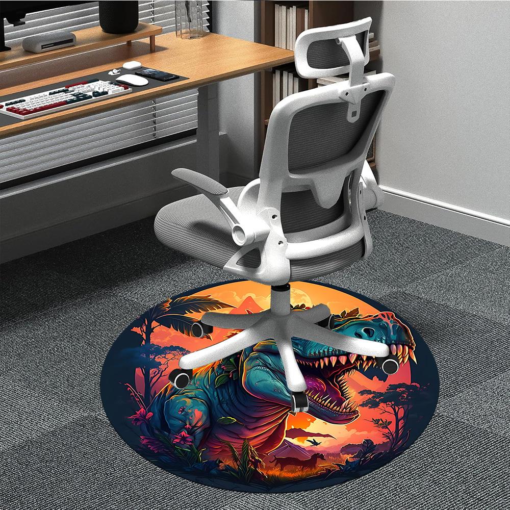 

1pc Dinosaur Decor Chair Carpet for Office, Round Non Slip Durable Large Size Office Carpet, Suitable for Office 80cm