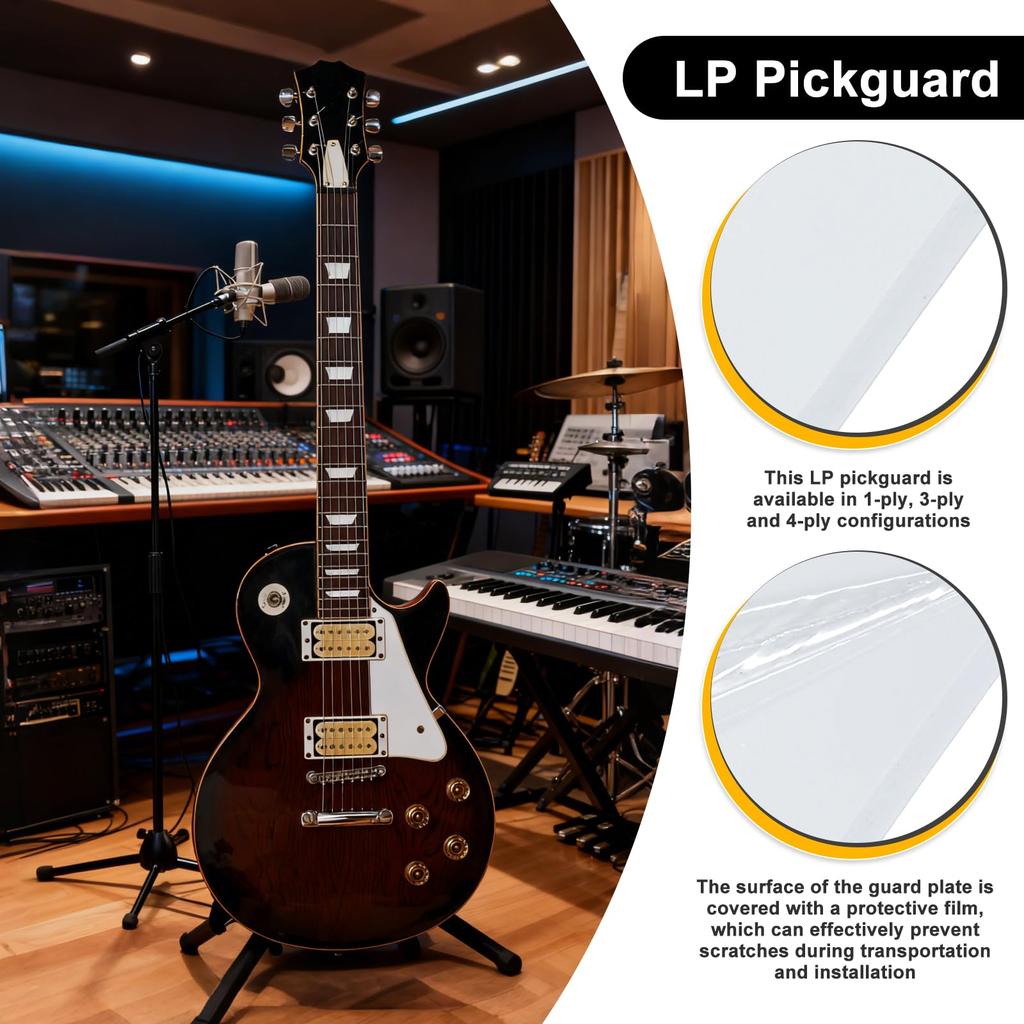 Uxcell LP Guitar Electric Guitar Pickguard with Scratch Gold Chrome for LP Standard White Single-Piece Pickguard, 2-Hole Plate, Support, Series,