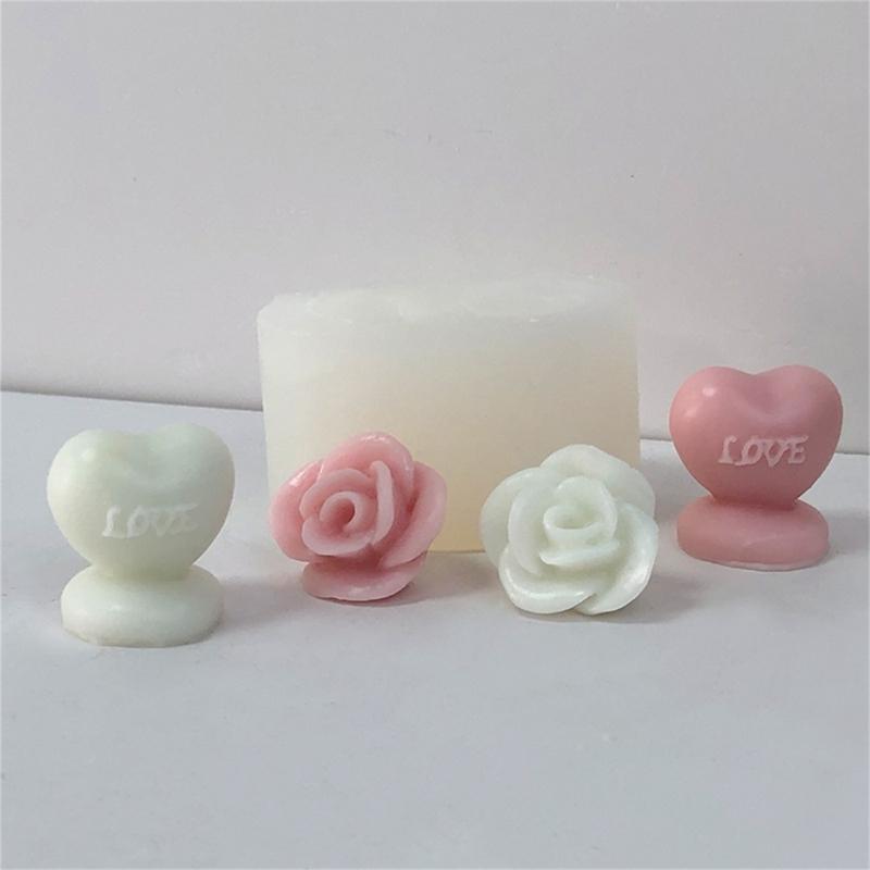 Heart Shaped Candle Silicone Mold for Making Candle Soap Plaster Ornemant Resin Craft, Rose Candle Silicone Molds