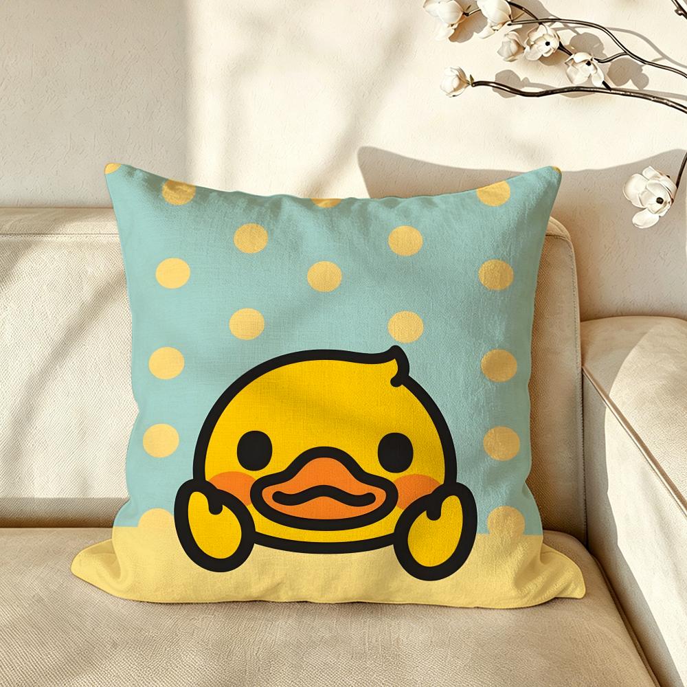 Character Yellow Rubber DDuck Cushion Cover Pillow Case Antidustmite Pillowcase Silky Short Plush Sofa Cushion Cover hot