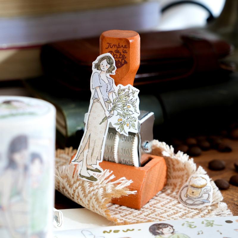 1roll Cartoon Girl Character Tape Stickers, Artistic Design for Hand Account DIY & Journal Decoration