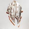 Simple and fashionable plant floral print square scarf, fresh and sophisticated, spring/autumn thin 111 twill silk scarf for women