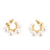 Imitation Pearl Hoop Earrings Gold Plating Imitation Pearl Circle Earrings Stylish Elegant Women