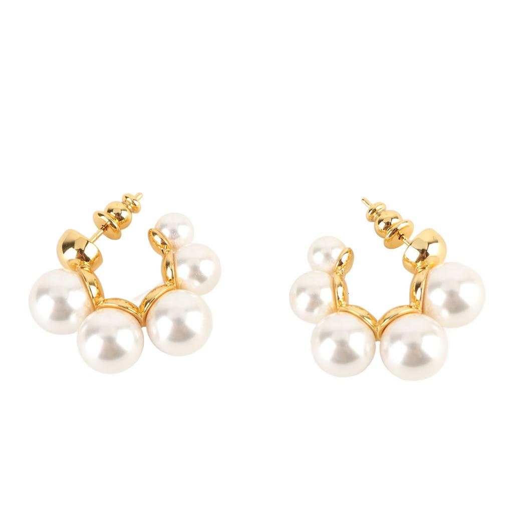 Imitationsperlen Creolen Vergoldet Imitationsperlen Kreis Ohrringe Stilvoll Elegant Damen