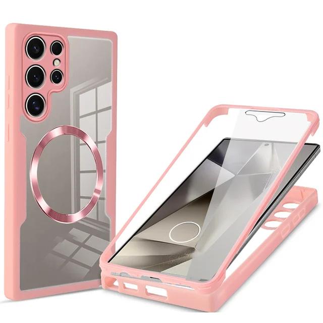 360° Fully Protected Double-sided Case For Samsung S25 Ultra S22 S23 S21 S24 Plus Magnetic Cover For Magsafe Wireless Charging