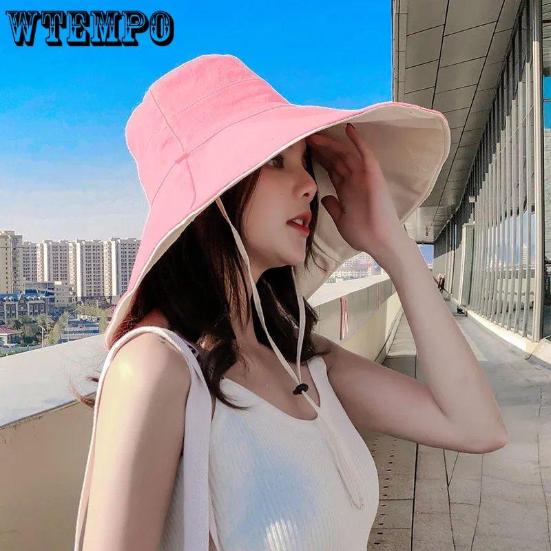 WTEMPO Women Outdoor Sunscreen Summer Sun Hats Anti-UV Protective Cap Solid Color Ladies Women Casual Hats