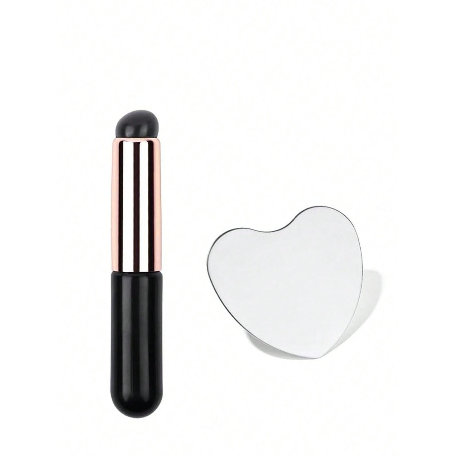 2PCS Nail Art Sponge Gradient Tool Set Dual-ended Ombre Nail Brush With Heart Silicone Stamper For DIY Nail Art