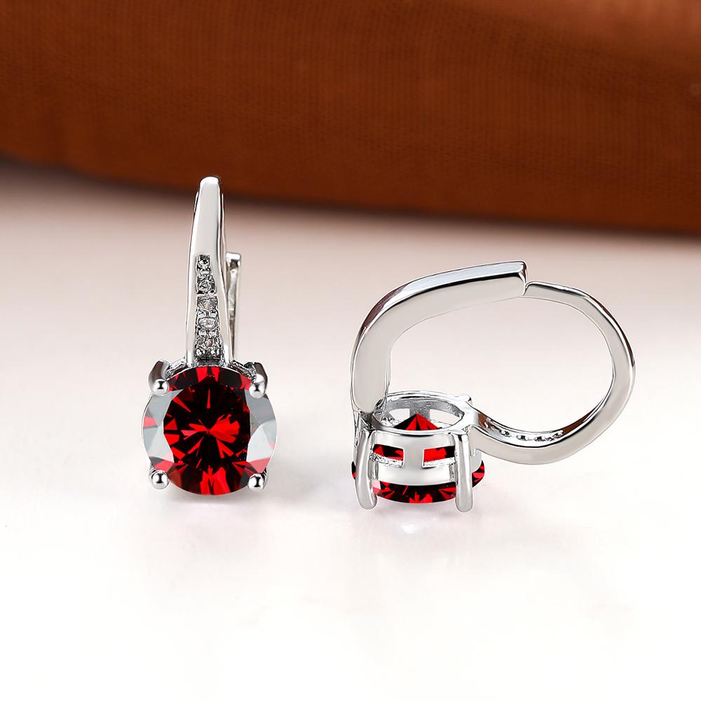 Cute Female Crystal Green Zircon Stone Clip Earrings Color Wedding Jewelry For Women