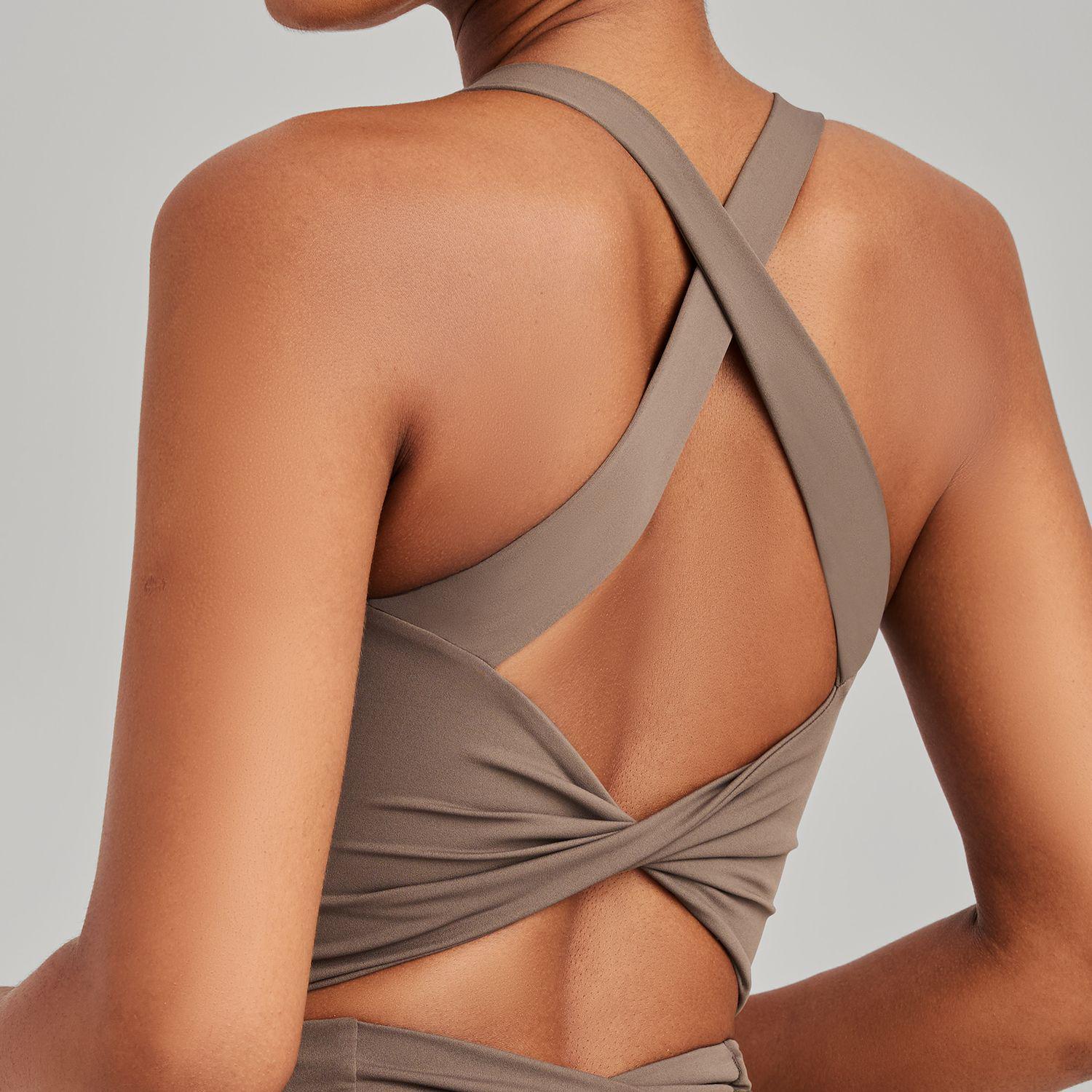 

Спортивный бюстгальтер с высокой степенью поддержки и перекрещенной спинкой - Ударопрочный и поддерживающий фитнес-топ для йоги Small