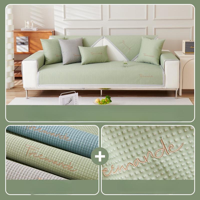 Summer Ice Silk Sofa Cushion Summer Mat Cool Feeling Cool Pad Summer Sofa Cover Non-Slip Straight Row Cushion Cover Towel