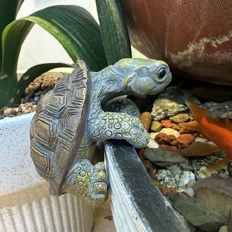 Gartencharme Realistische Schildkröten Blumentopfhänger Harzfigur Statue Hängender Schmuck für Terrassen und Zaun Aquarien Dekorationen
