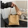 Faux Leather Bucket Bag for Women, Trendy Chain Shoulder Purse, Minimalist Crossbody Handbag KTB