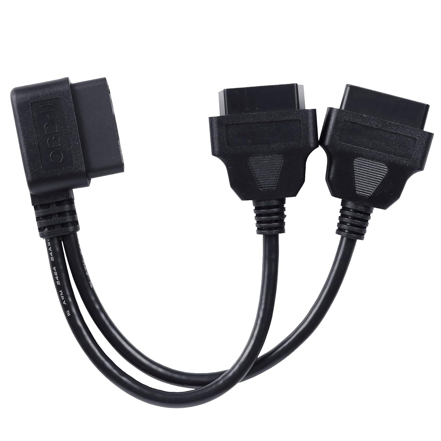 Right Angle OBD2 Splitter Y Cable, 16 Pin 1 Male Splitter To 2 Female Extension Cable 30Cm/12Inch